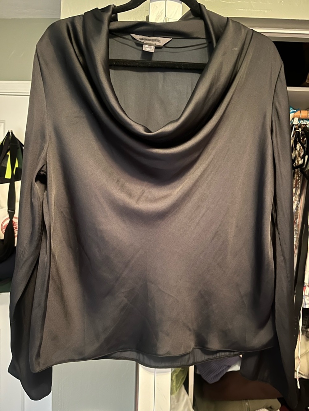 Primark Black Satin Blouse with Cowl Neck